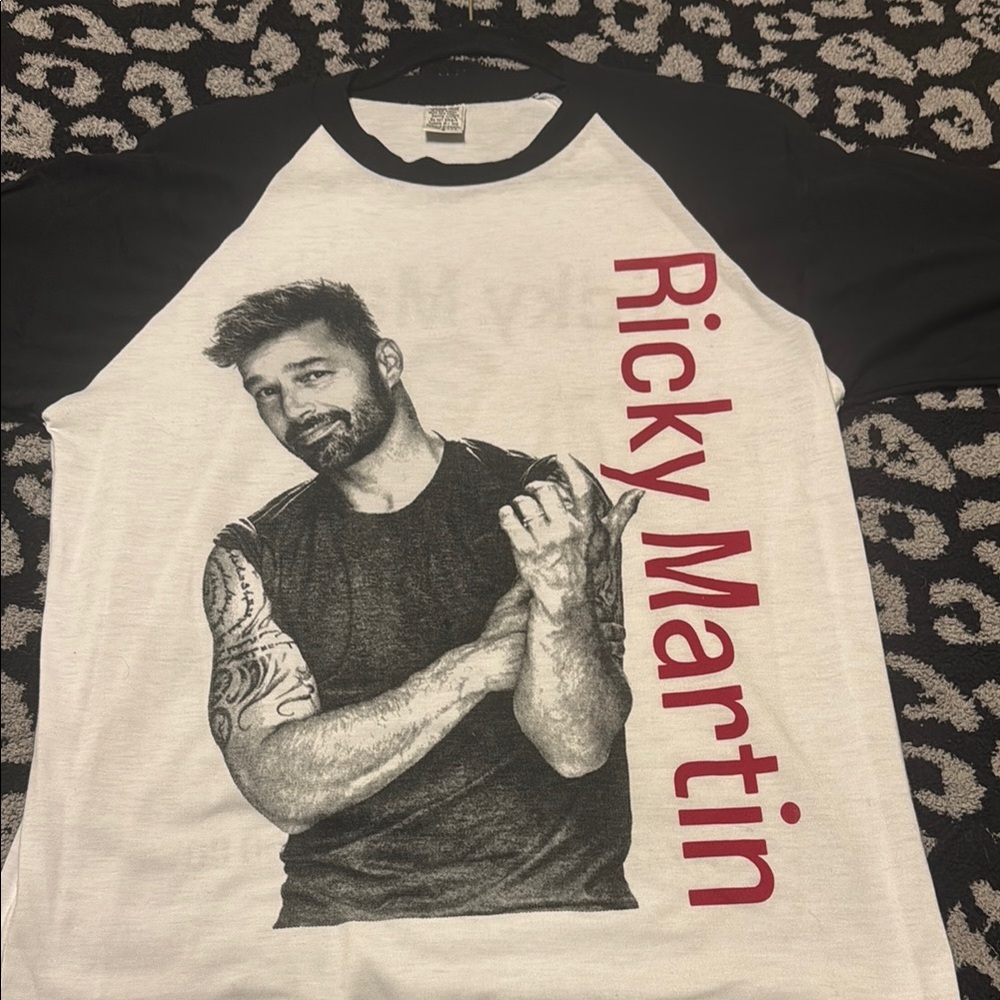 Ricky Martin Black and White Graphic Men's Shirt